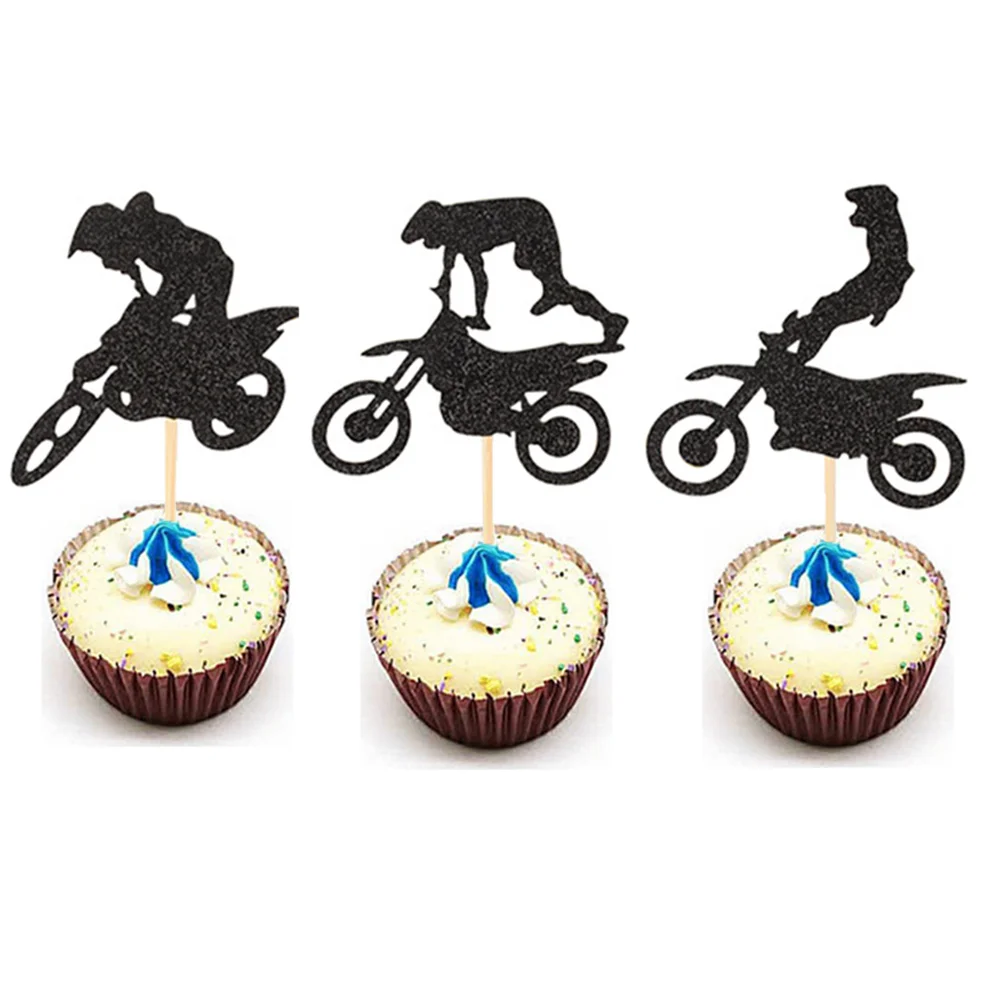 Dirt Bike Party Favor Supplies Motorcycle Birthday Decorations Motocross Gift Bags Cupcake Topper Spiral Table Cloth Honeycomb