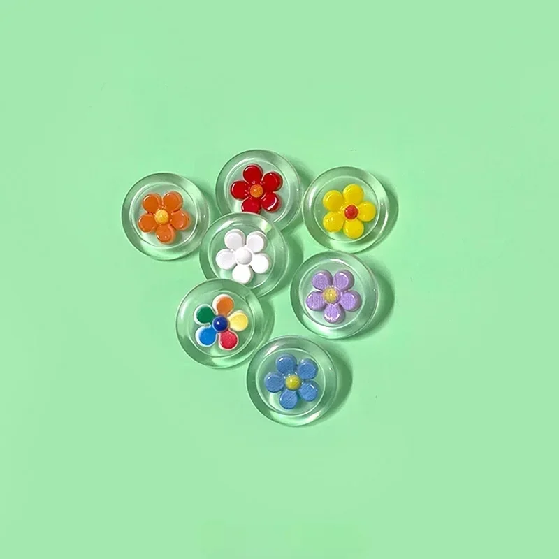10 pièces de belles boutons à fleurs 18mm, boutons ronds à tige en plastique Transparent, accessoires pour vêtements de bricolage