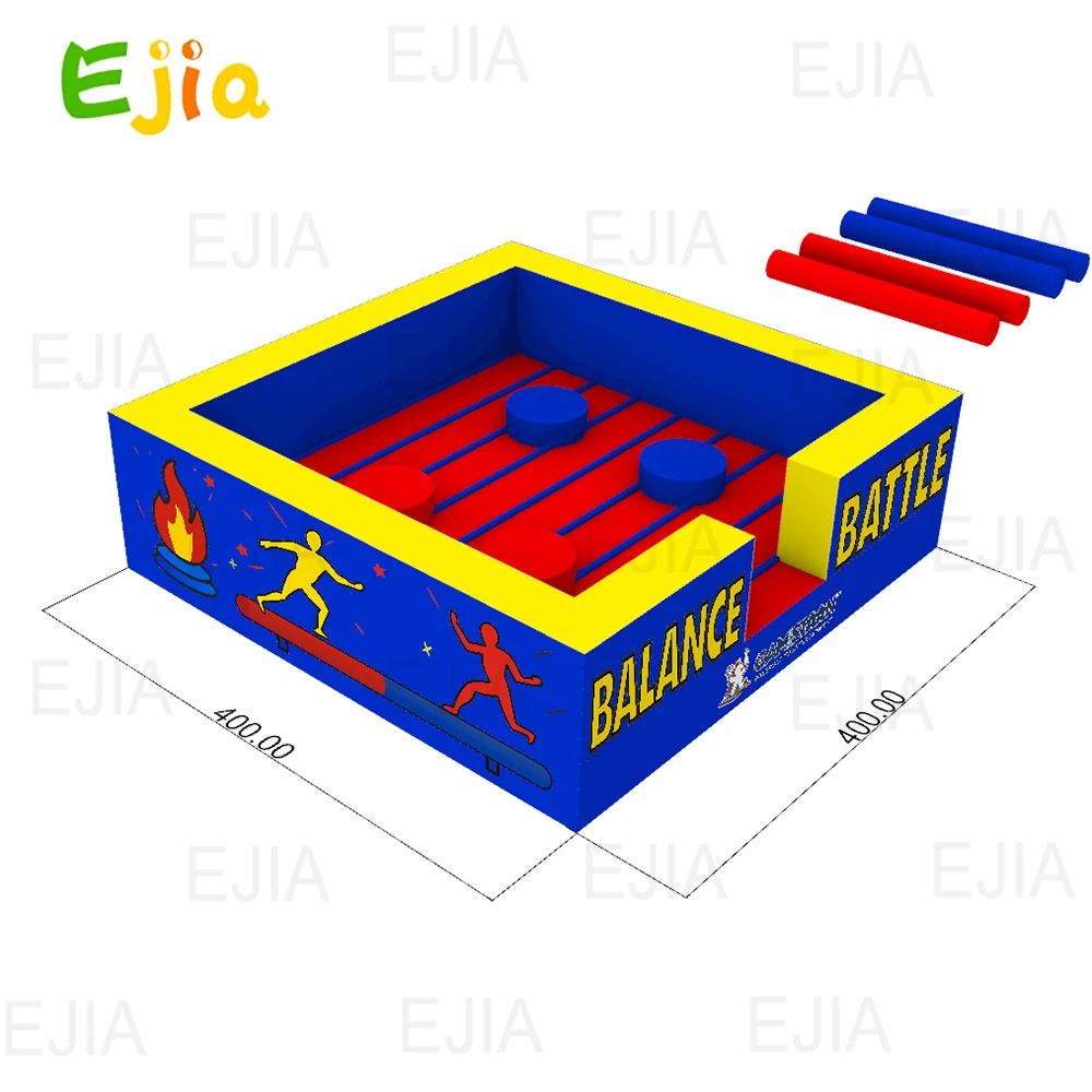 4 Player PVC Outdoor Fighting Inflatable Jousting Arena 4X4m Inflatable Gladiator Jousting Games For Party Rental