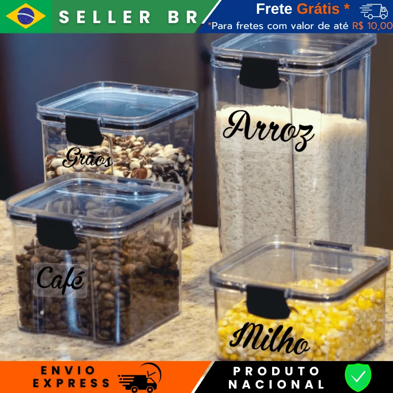 4 Pots Kit Stackable with Lock and High-seal for Food and Makeup Kitchen Organizer