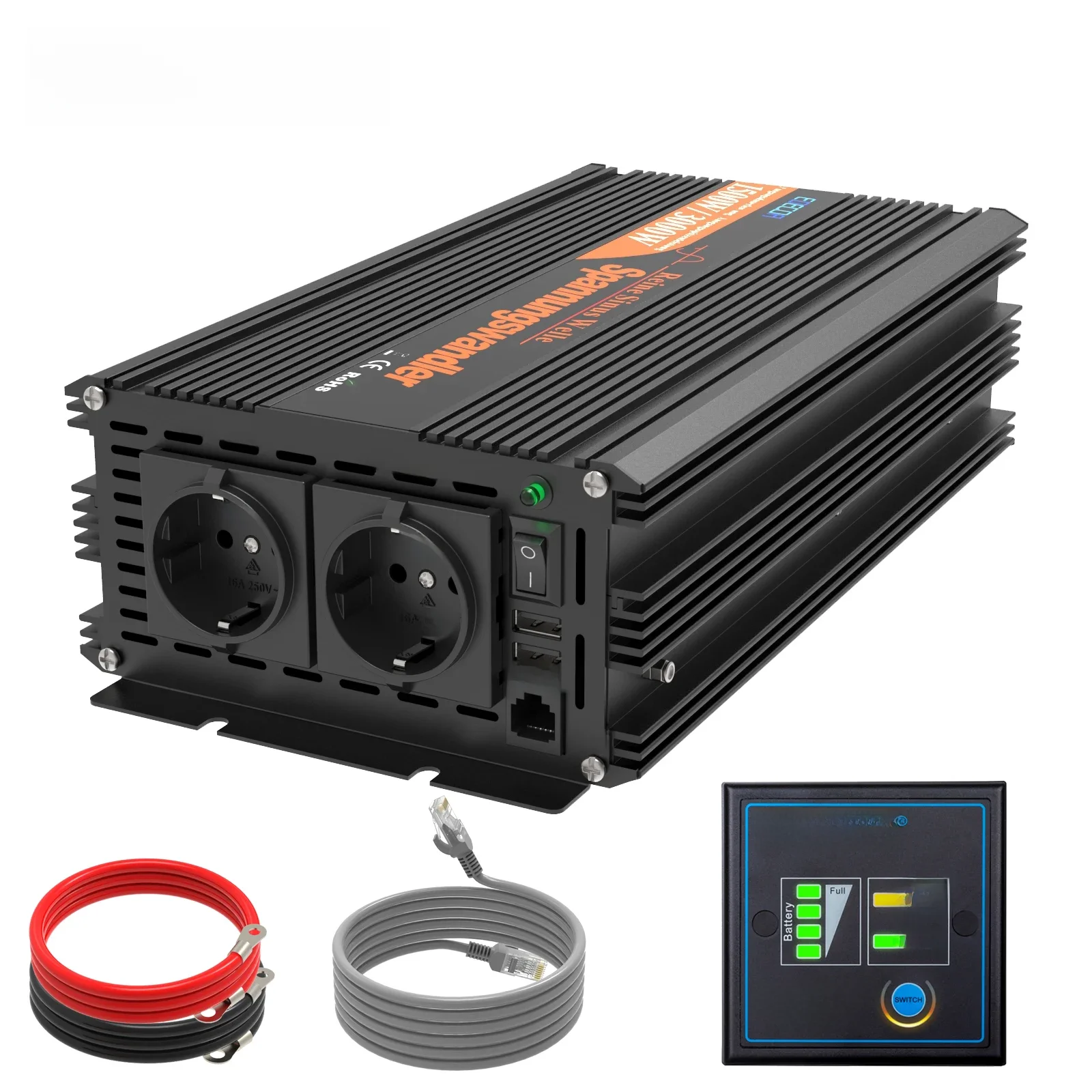 Omvormer 12v 220v 1500w Edecoa DC 12V 24V NAAR 230V Off Grid 12v 220v Converter Omvormer 12v 220v Zuivere Sinus - afbeelding 2