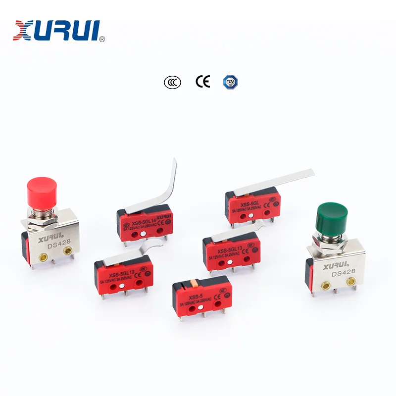 10 قطعة Xurui Mini Micro Switch XSS-5 Series ، 5A/125VAC 3A/250VAC ، مكبس دبوس ، رافعة مستقيمة ، رافعة دوارة ، حافة سكين ، لـ CNC #1