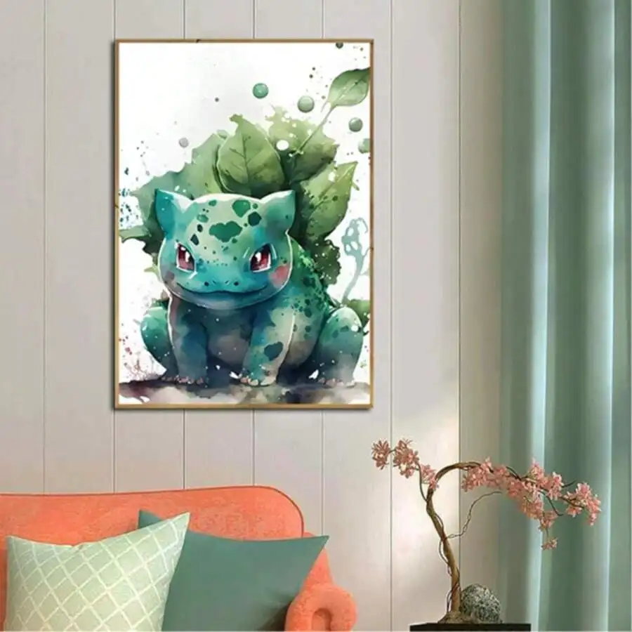 Japanese Anime Pokemon Posters Wall Art Pikachu Bulbasaur Charmander Squirtle Modern Children Room Home Decoration Gift Unframed