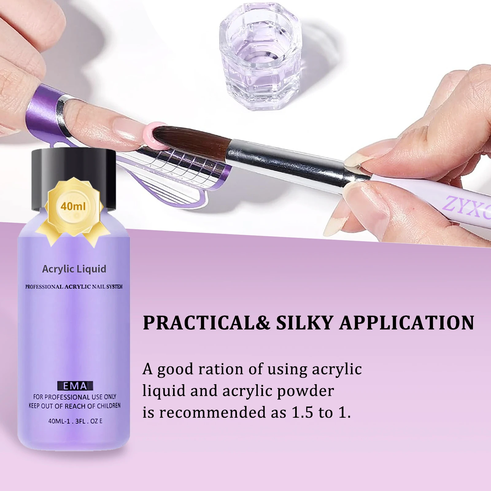 40ml/75ml/120ml líquido acrílico do prego monômero cristal líquido de secagem rápida para a arte do prego extensão do pó acrílico manicure profissional