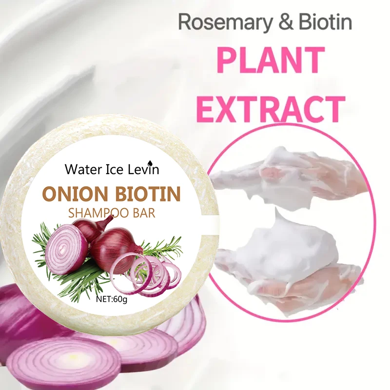 60g Onion & Biotin Shampoo Bar - Moisturizing & Smoothing for All Hair Types Rich in Rosemary Extract