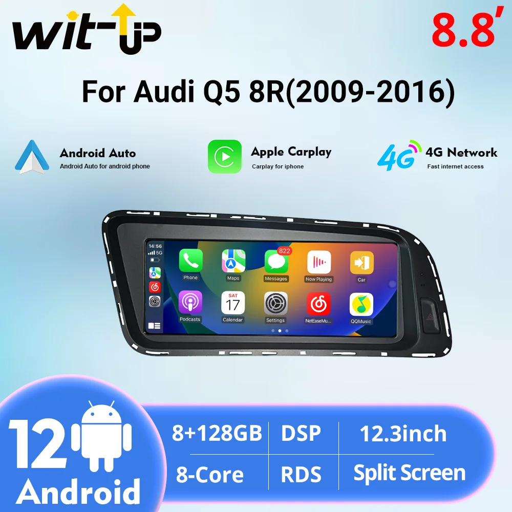 

Wit-Up For Audi Q5 MMI 8.8" Touchscreen Upgrade Android Auto Navigation GPS Autoradio Stereo Radio Carplay Head Unit Wireless
