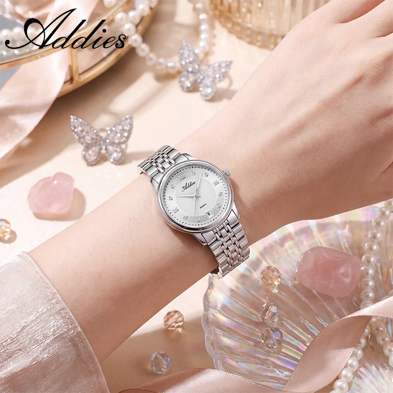 ADDIES Sapphire Crystal Watch for Woman 31mm Japan Quartz Movement 316L Stainless Steel 50m Waterproof Business Woman Watch Gift
