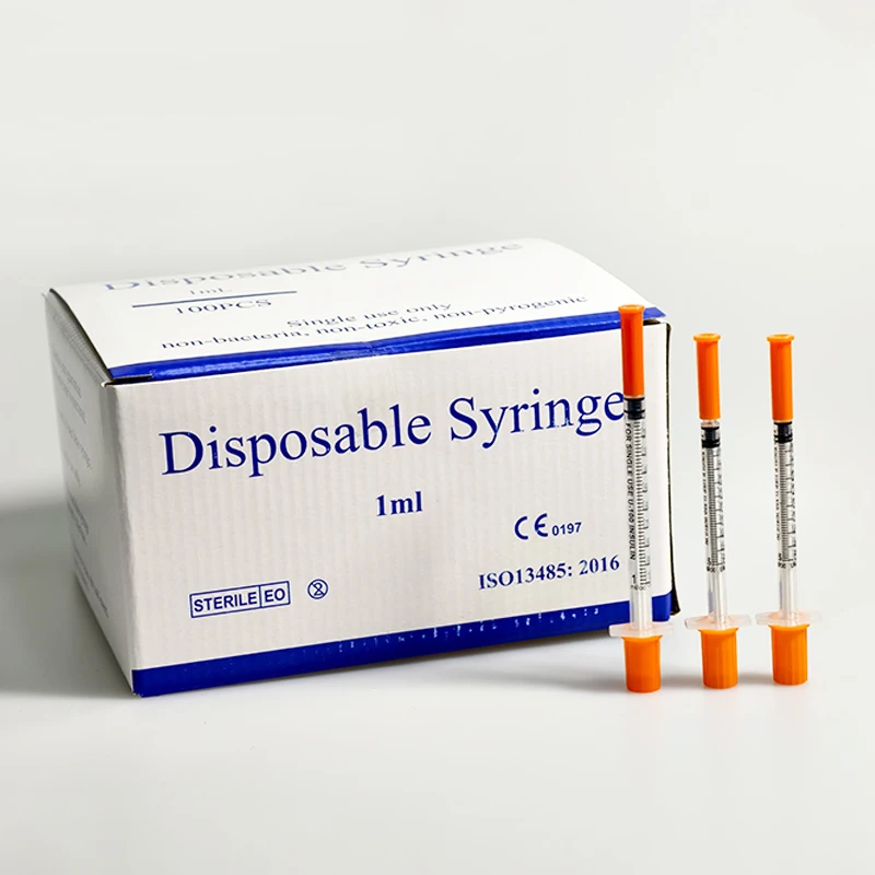100 siringhe sterili monouso da 1 ml con ago in acciaio inossidabile 30Ga 8 mm, confezionate singolarmente per strumenti di misurazione da laboratorio, alimentazione degli animali domestici