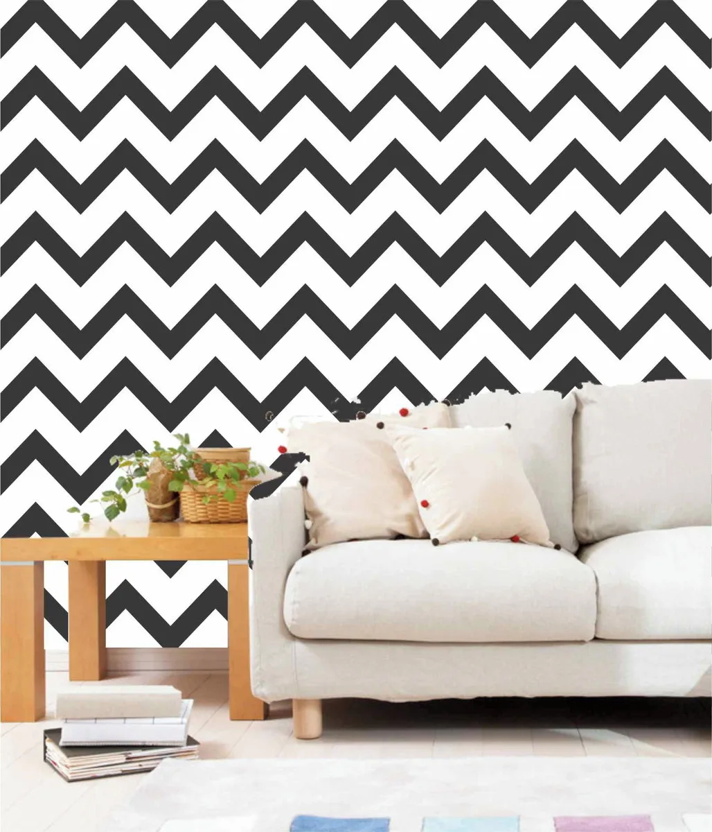 Waterproof Washable Geometric Chevron Sticker Wallpaper Bedroom, Living Room and Furniture Decorative Tape 5 Meters x 45cm Realistic