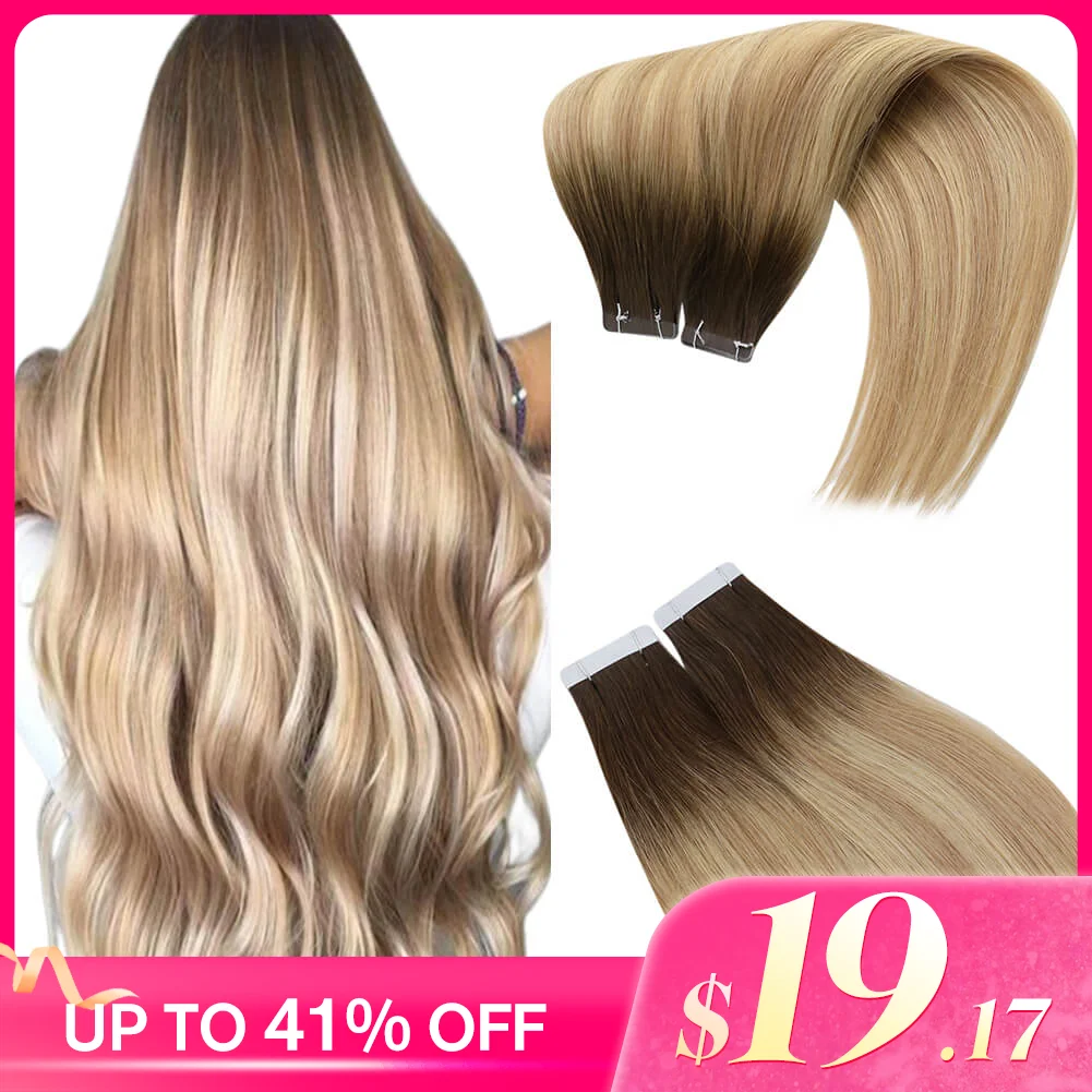 Vesunny Virgin Tape In Hair Extensions Human Hair Straight Extensions Balayage Kleur Huid Inslag Lijm Van Hoge Kwaliteit