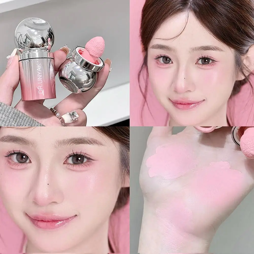 Samt-Flüssig-Rouge mit mattem Schwammkopf, natürlich langanhaltend, zur Aufhellung der Gesichtskonturen, Rouge-Tint-Make-up