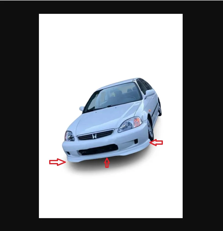 For Honda Civic 1992-1995 Sedan Mugen Prefix (Plastic) Front Lip Extension - Body Kit Bumper Spoiler Diffuser Wings Flap Antenna