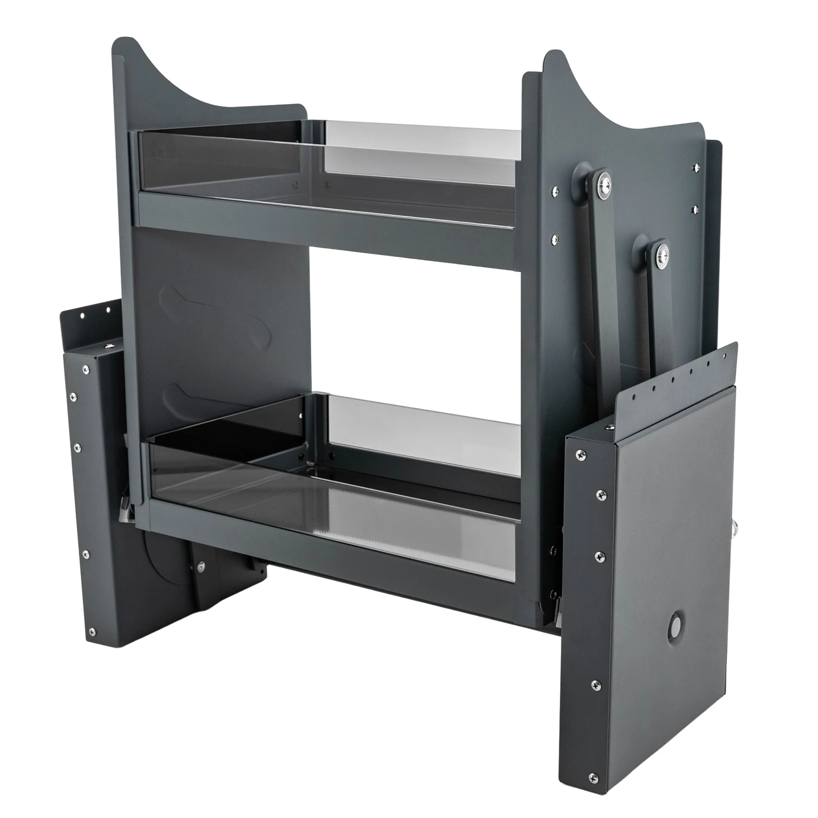 2-Tier Pull-Down Shelf, 24 Inch Heavy Duty Pull-Out Cabinet Shelf Drop Down Sliding Shelf Lift Inner Space Saving Wall Mounted