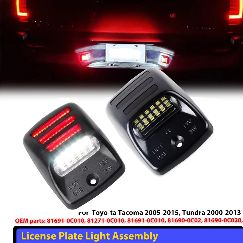 2Pcs LED License Plate Lights Car Lamp Assembly Car Number Plate Light Accessories For Toyota Tacoma 2005-2015 Tundra 2000-2013