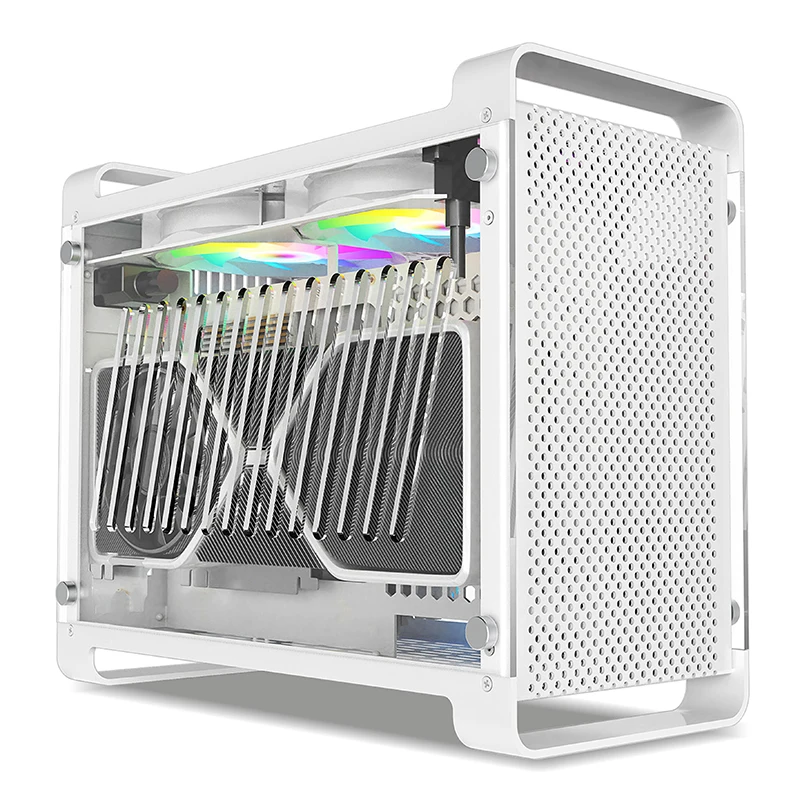 Imagem -04 - Metalfish-alumínio Itx Branco Case Mala Computador Portátil pc Gaming Pequeno Chassi Suporte Sfx Psu 306 Milímetros Gpu Ventilador 12 Centímetros g5 Plus