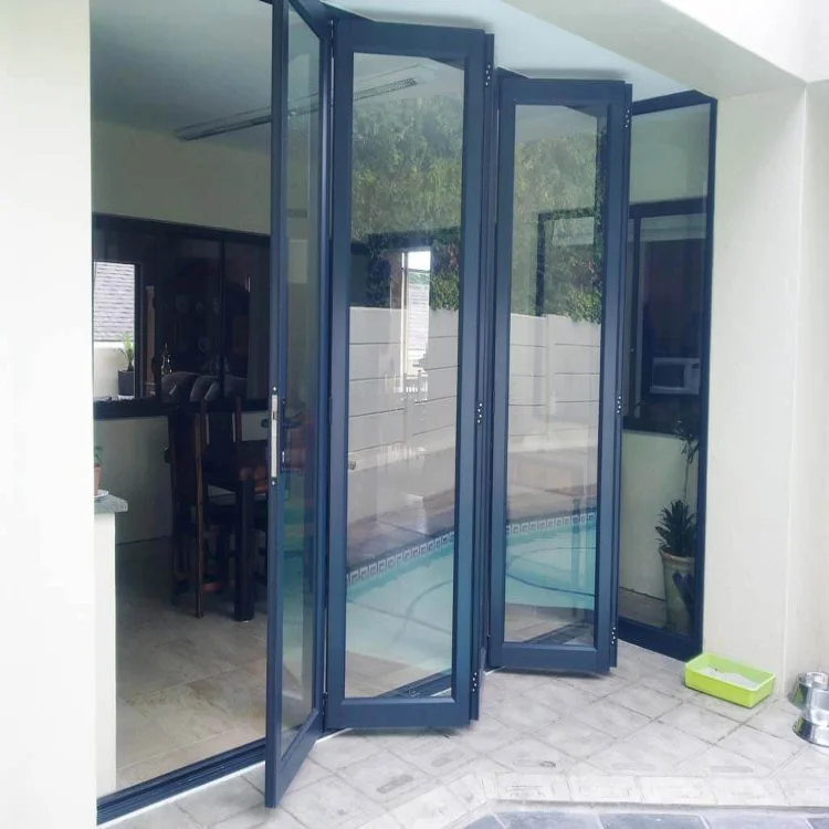 DN Foldable Door Soundproof Bi-Fold Glass Door Thermal Break Aluminum Panoramic Folding Patio Accordion Doors for House