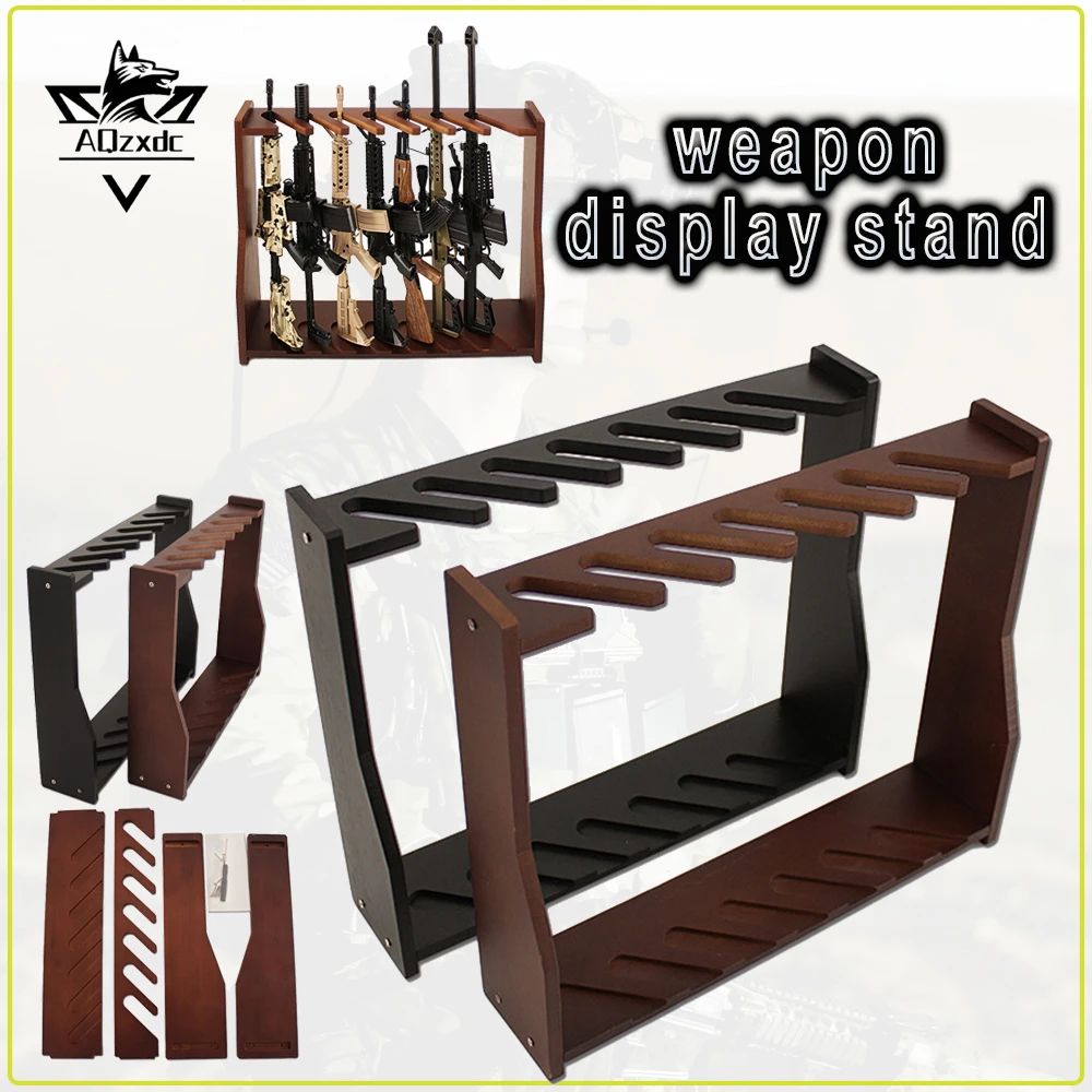 

Tactical 7-Slot Rifle Gun Rack Wooden Vertical Multi-Function Shotgun Gun Weapon Display Stand for CS Airsoft Hunting Shooting