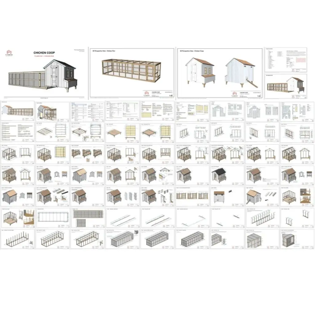 DIY-Hühnerstall-Druckpläne, 2,4 x 2,4 m, mit Lauf |   Hen House & Chicken Pen-Broschüre für 20-Hühner |   Kleines Bauernhof und Hinterhof