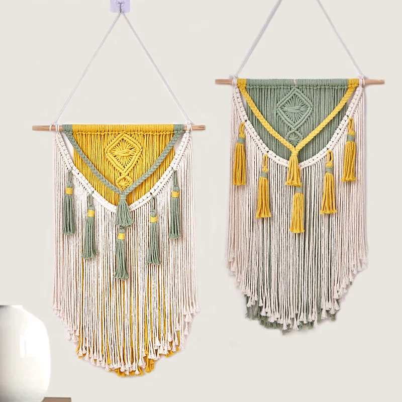 

Bohemian Hand-woven Tapestries with Colorful Cotton Ropes Are Hung on Walls of Living Rooms, Bedrooms, Children's Rooms