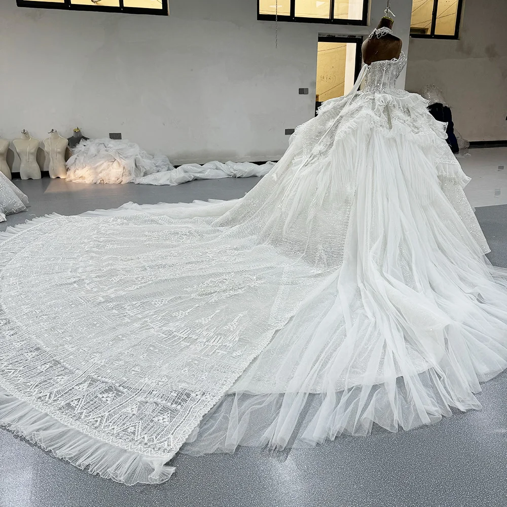 Vestidos De boda sin mangas sin tirantes rebordear encaje escote cristal Vestido De baile encaje tren largo Vestido De novia Casamento