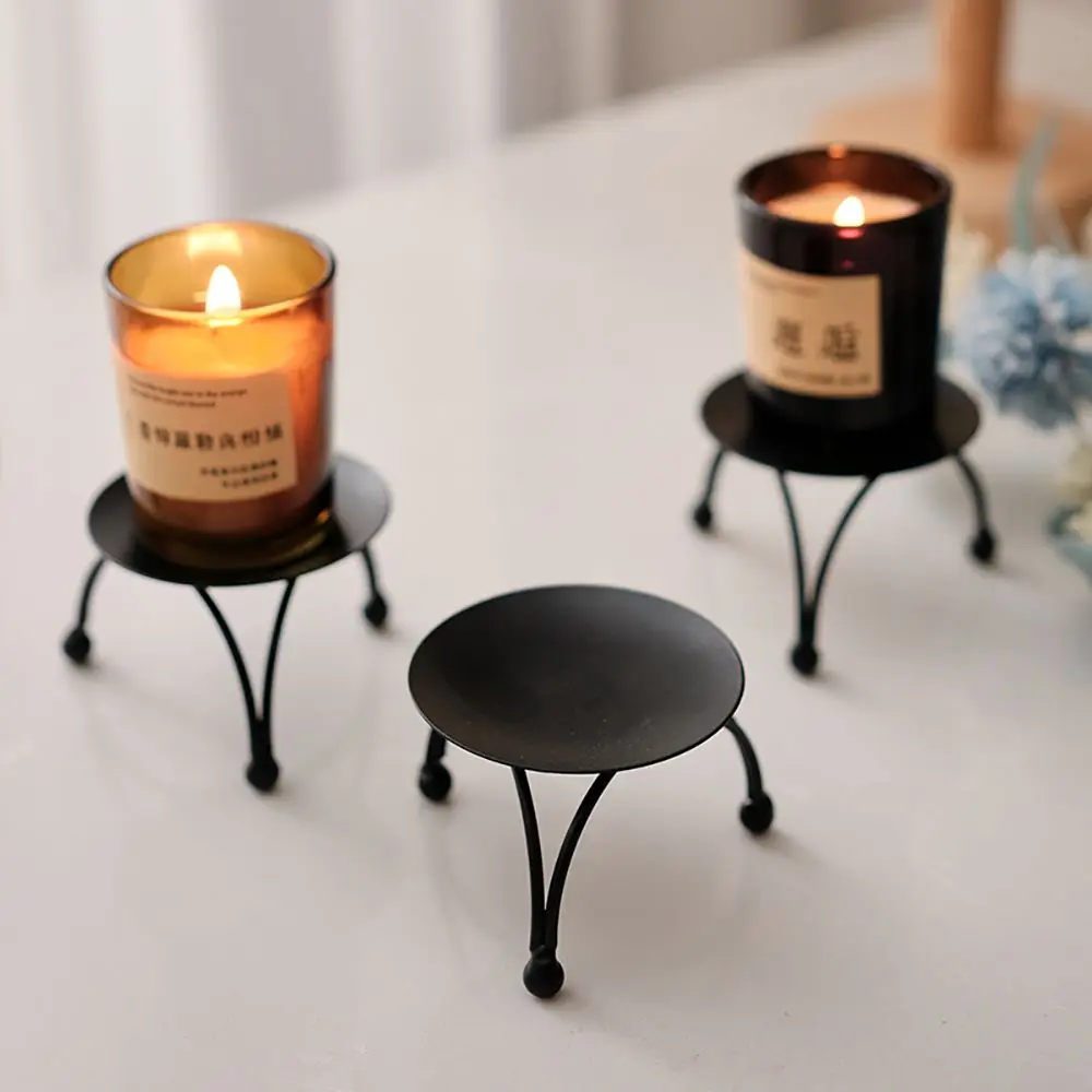 

4pcs Aromatherapy Scented Candle Holder Small Tabletop Metal Iron Candle Stand Gold Black Color Holder Stand For Scented Candles