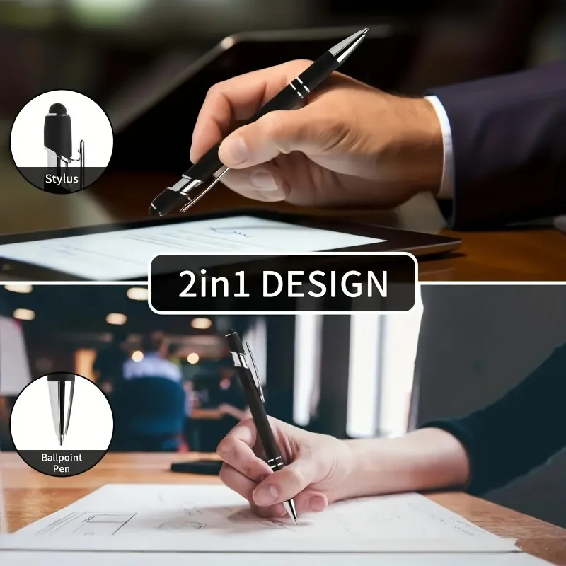 10 Stück personalisierte Stifte mit Namensgravur/Logo, Stylus-Spitze, schwarze Tinte, Optionen für Veranstaltungen und Werbeaktionen – Detail 5