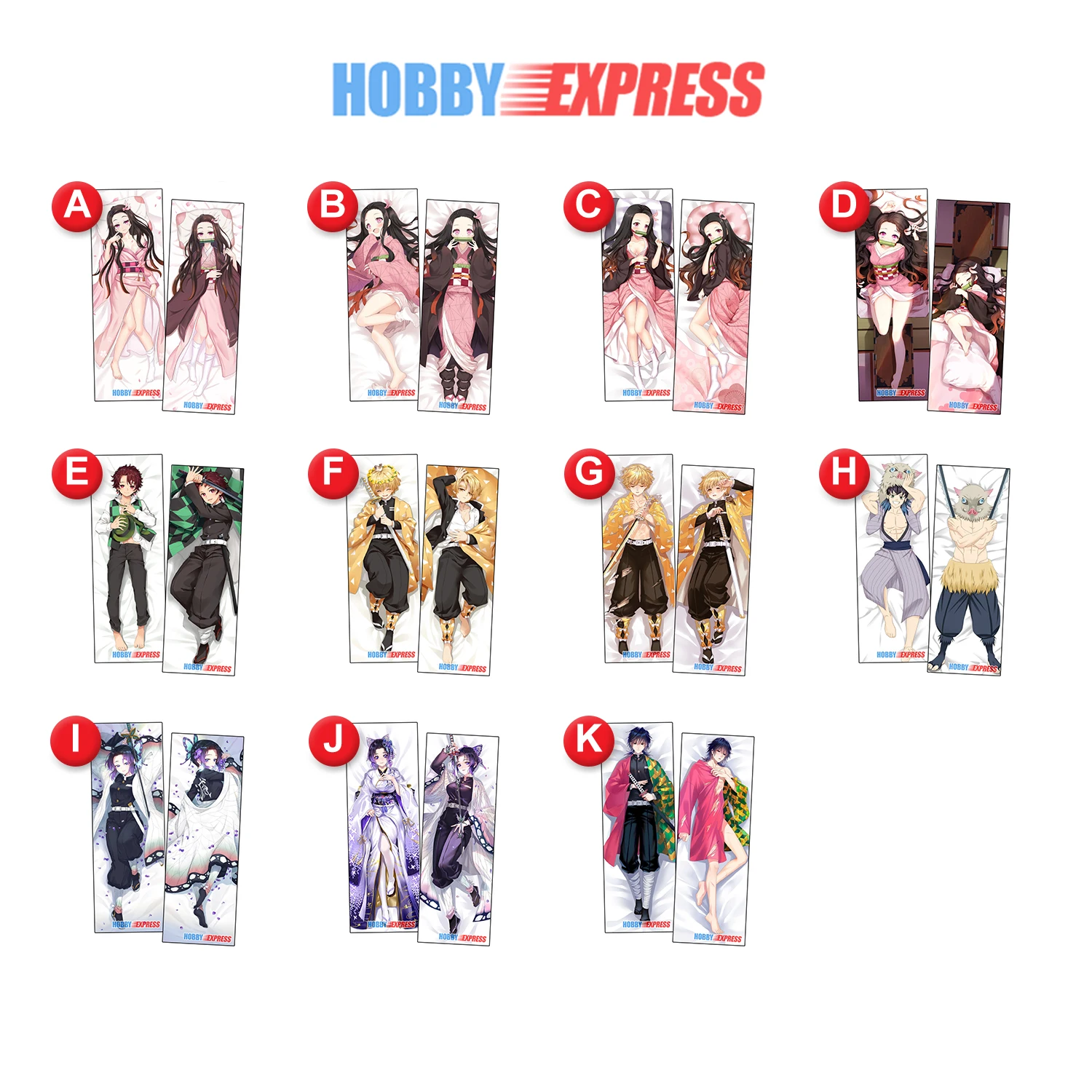 Hobby Express Anime Dakimakura Japanese Otaku Waifu Life Size Hugging Body Pillow Cover Case Demon Slayer Nezuko Tanjiro Zenitsu