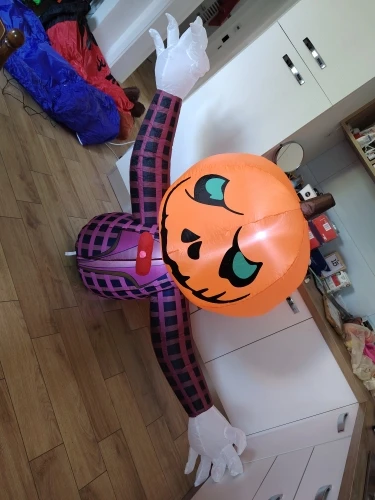 1.2M Halloween Pumpkin Wearing Checkered Shirt Inflatable Decoration Gentleman Ghost Halloween Inflated Toys Outdoor Garden Deco photo review