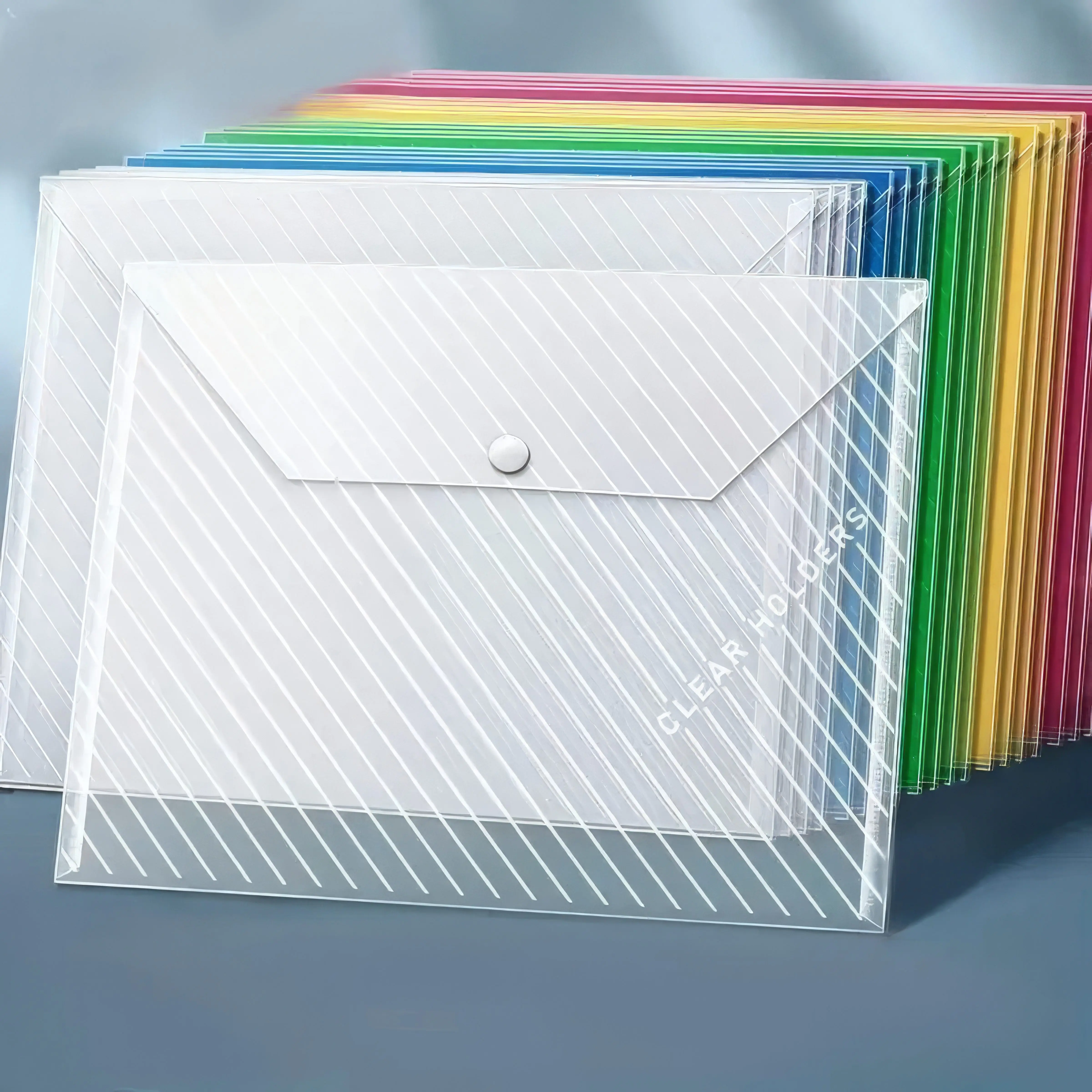 5 Foldable File Bags with Mixed Colors, Simple and Foldable, Transparent Folder, Suitable for Offices, Schools, and Homes