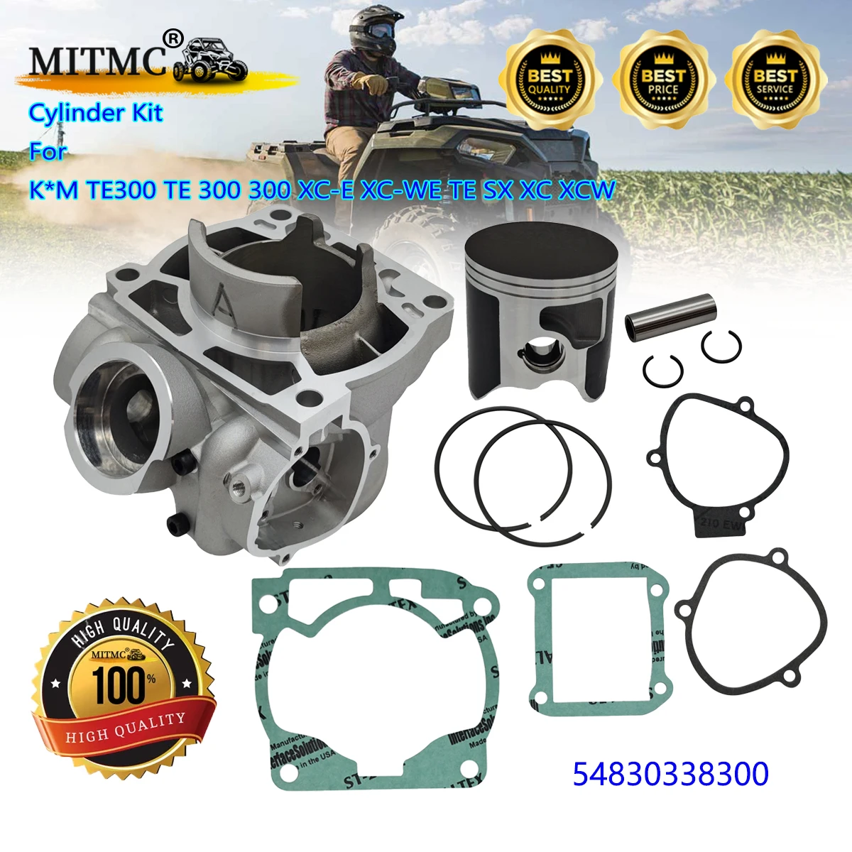 72mm Cylinder Piston Kit For K*M TE300 TE 300 300 XC-E XC-WE TE SX XC XCW 54830338300