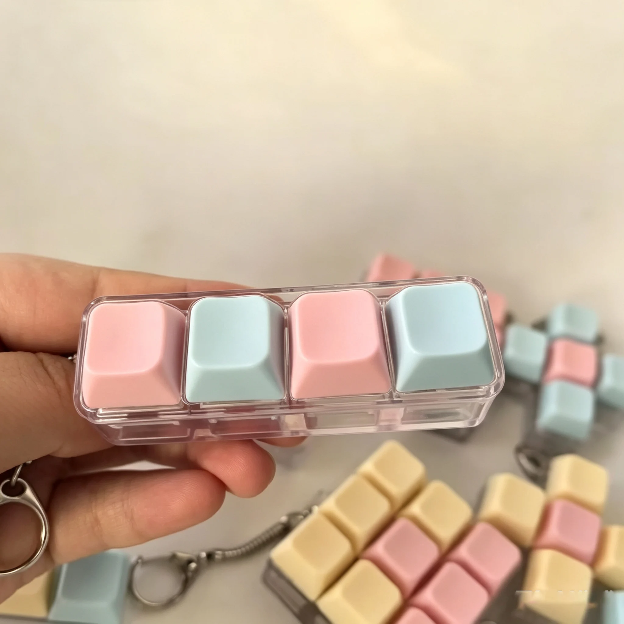Decompression 4 / 9 Keyboard Key Toy Anti Stress Relief Finger Keychain ﻿Game Button Pinch Tester Office Desk Accessory