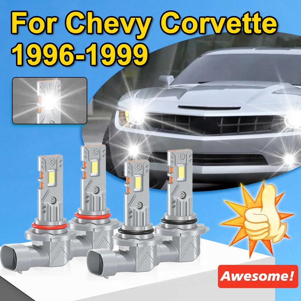 

For Chevy Corvette 1996-1999 LED Bulbs 3570 CSP Chip 9005 9006 High Low Beam 25000LM 6000K White 4PCS