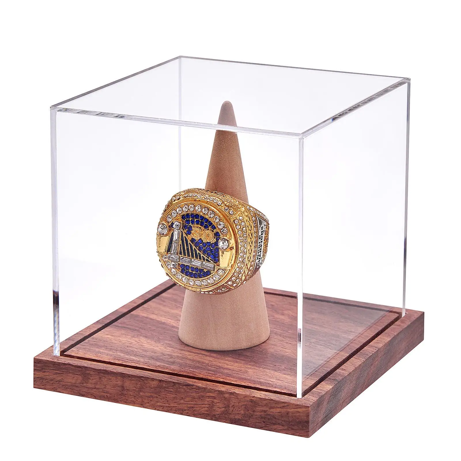 Championship Rings Display Case Dustproof Multipurpose Elegant Sport Rings Display Box Memorabilia Showcase for Collectibles