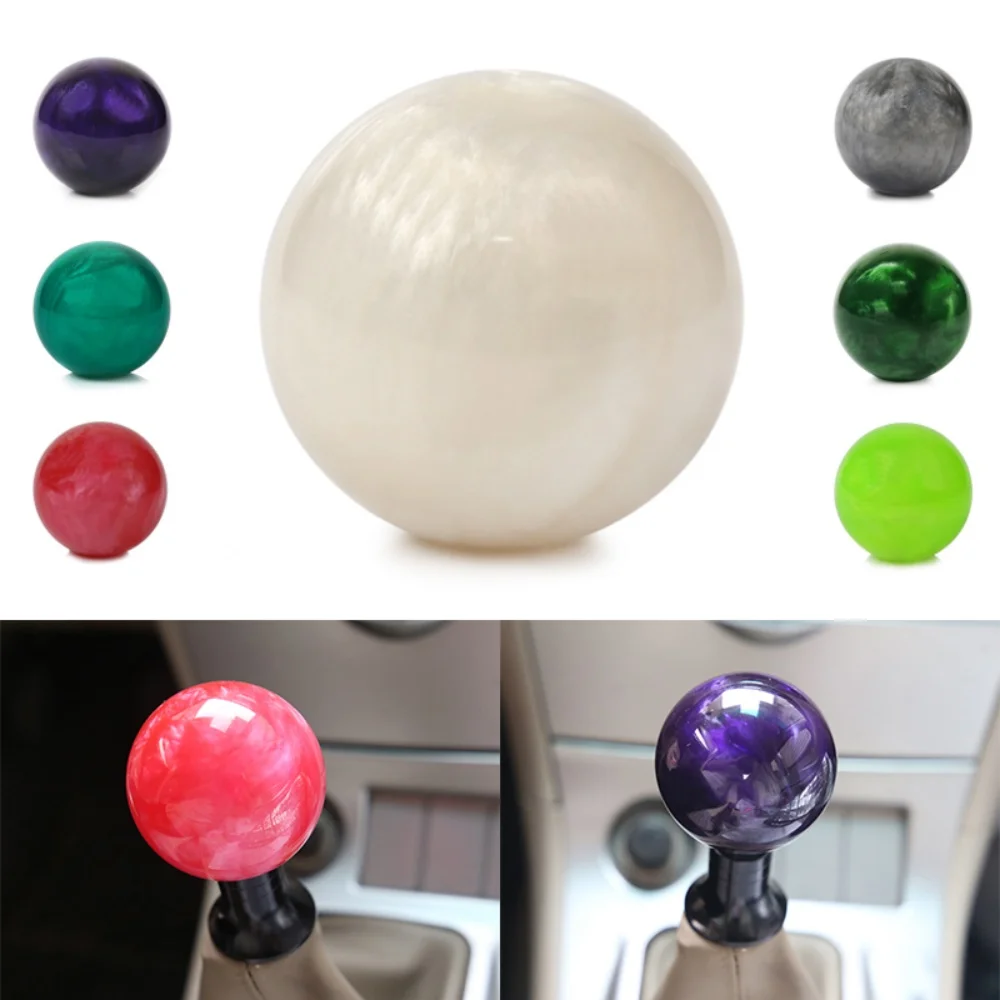 RACING Marble Style Round Ball Gear Shift Knob With 3 Adapters For Most Cars