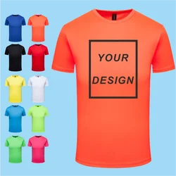 Quick Dry Round Neck T-shirt Custom Printed Embroidered Logo Sports Fitness Short Sleeve Top Running Shirt 2024