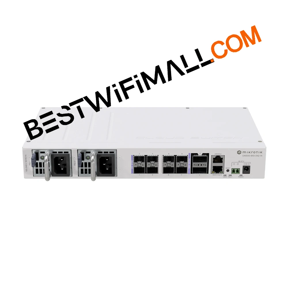 

MikroTik CRS510-8XS-2XQ-IN 100 Gigabit Switch 2x100 Gigabit QSFP28 Ports, 8x25 Gigabit SFP28 Ports Dual Hot-Swap Power Supplies