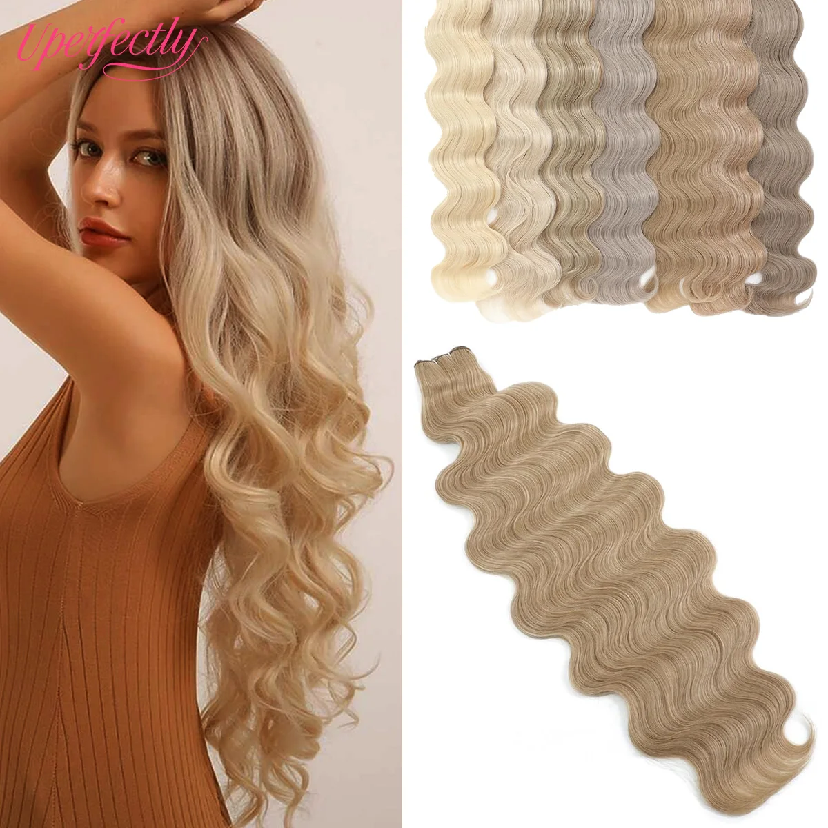 

Uperfectly Body Wave Double Weft Human Hair Extensions European Remy Natural Human Hair Bundles 100G Can Be Used For Braiding