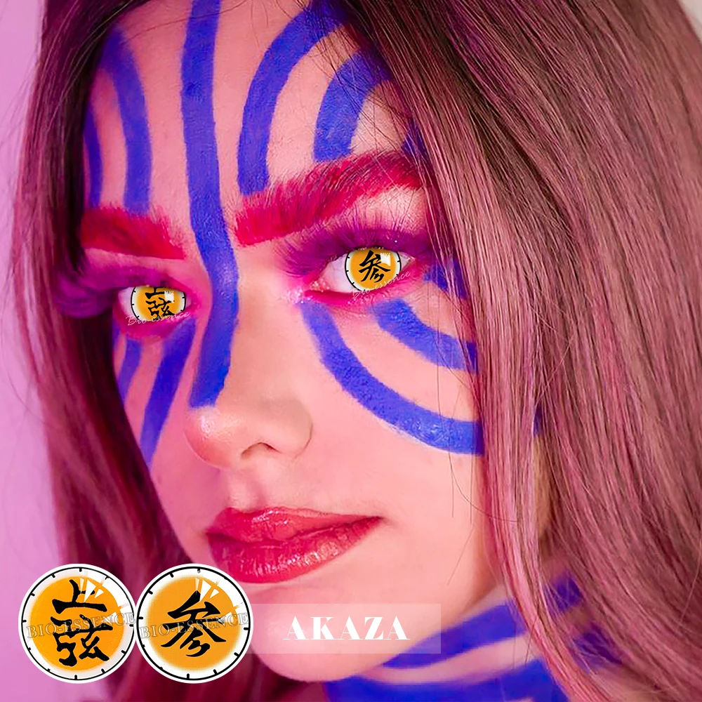 Bio-essence 1 Pair Cosplay Color Contact Lenses Halloween Anime Nezuko Lens Yearly Contacts Cosplay Lenses