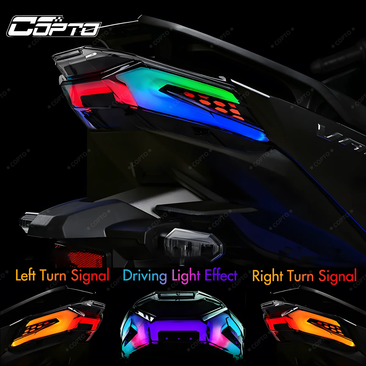 CLICK160/VARIO160 Magnetic-Control RGB LED Tail Light, APP Remote via Bluetooth, High-Intensity, Waterproof, Motorcycle Accessor