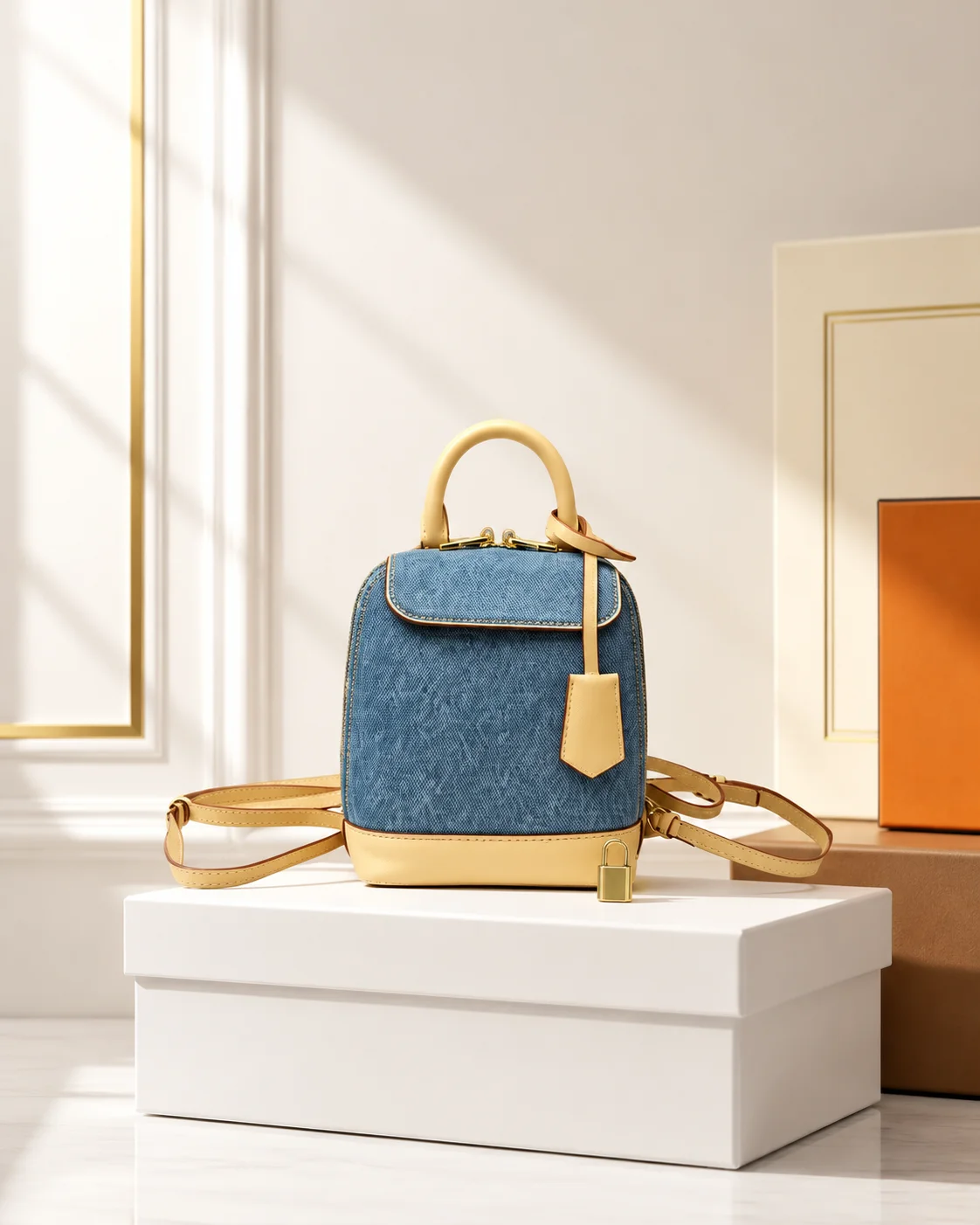 2026 Fashion New Luxury Women's Bag 15X20X10CM Denim Canvas Backpack Handbag Crossbody Bag No Box
