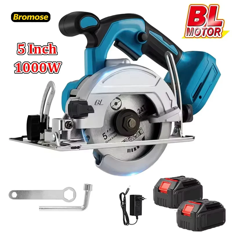 Bromose 5-Zoll Kreissäge 1000W Bürstenlose Elektrische Kreissäge ﻿ Kabelloses Handgehaltenes Holzbearbeitungs-Elektrowerkzeug ﻿ ﻿ Für Makita 21V Akku