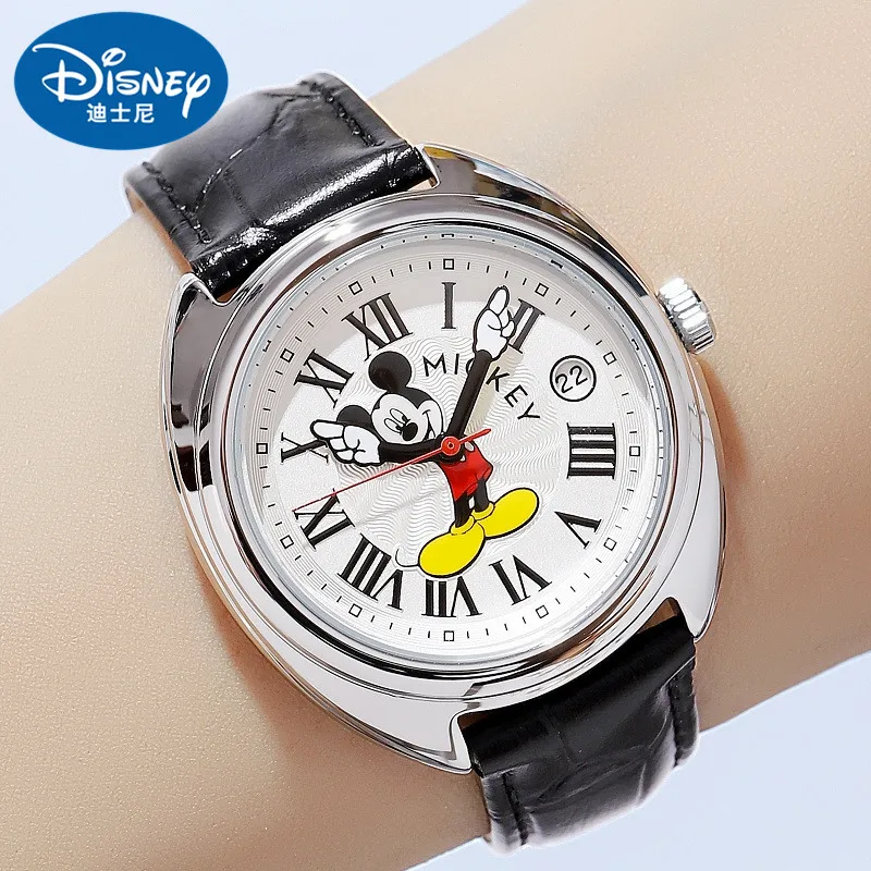 Disney Original Children Fashion Japan Quartz Wristwatch Micky Mouse Cartoon Young Lady Girl Boy Unisex Student Waterproof Date