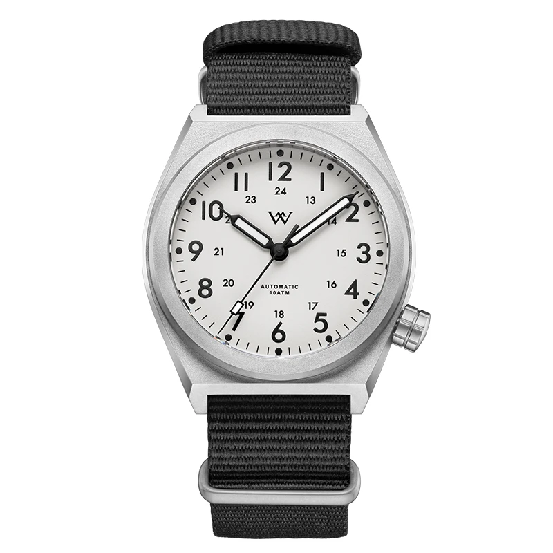 

WM Watch Pilot Watch Automatic Mechanical Watches NH35 AR Coated 100 Water Resistant Simple Style Sapphire Welly Merck 216M