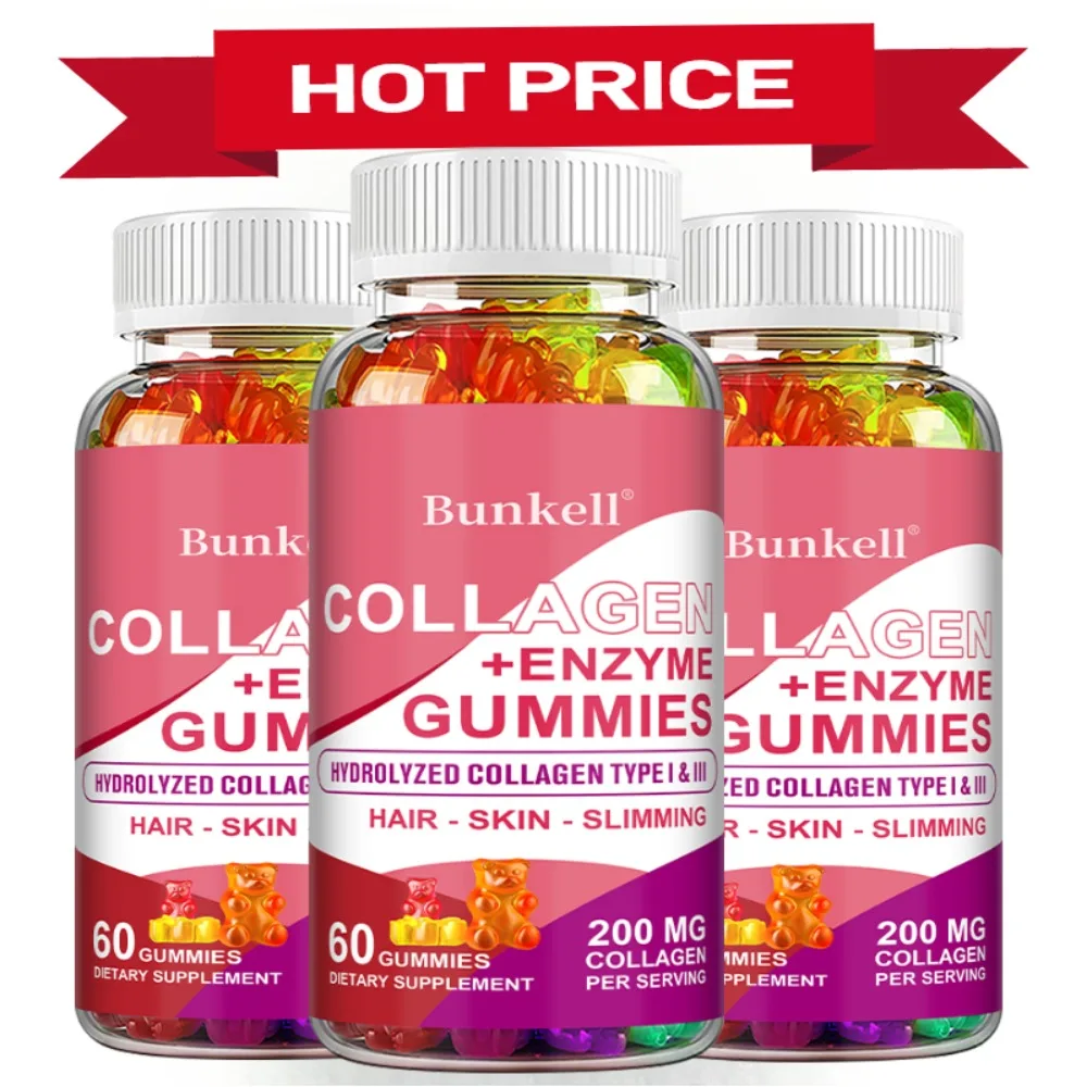 Collagen Enzyme with Biotin Gummies for Hair Skin Health, Helps Nail, Bone, Joint