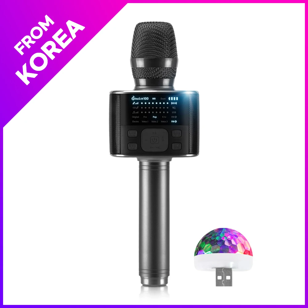 Miracle M M100 Bluetooth microphone car singing FM transmission Korea AS available _ Black