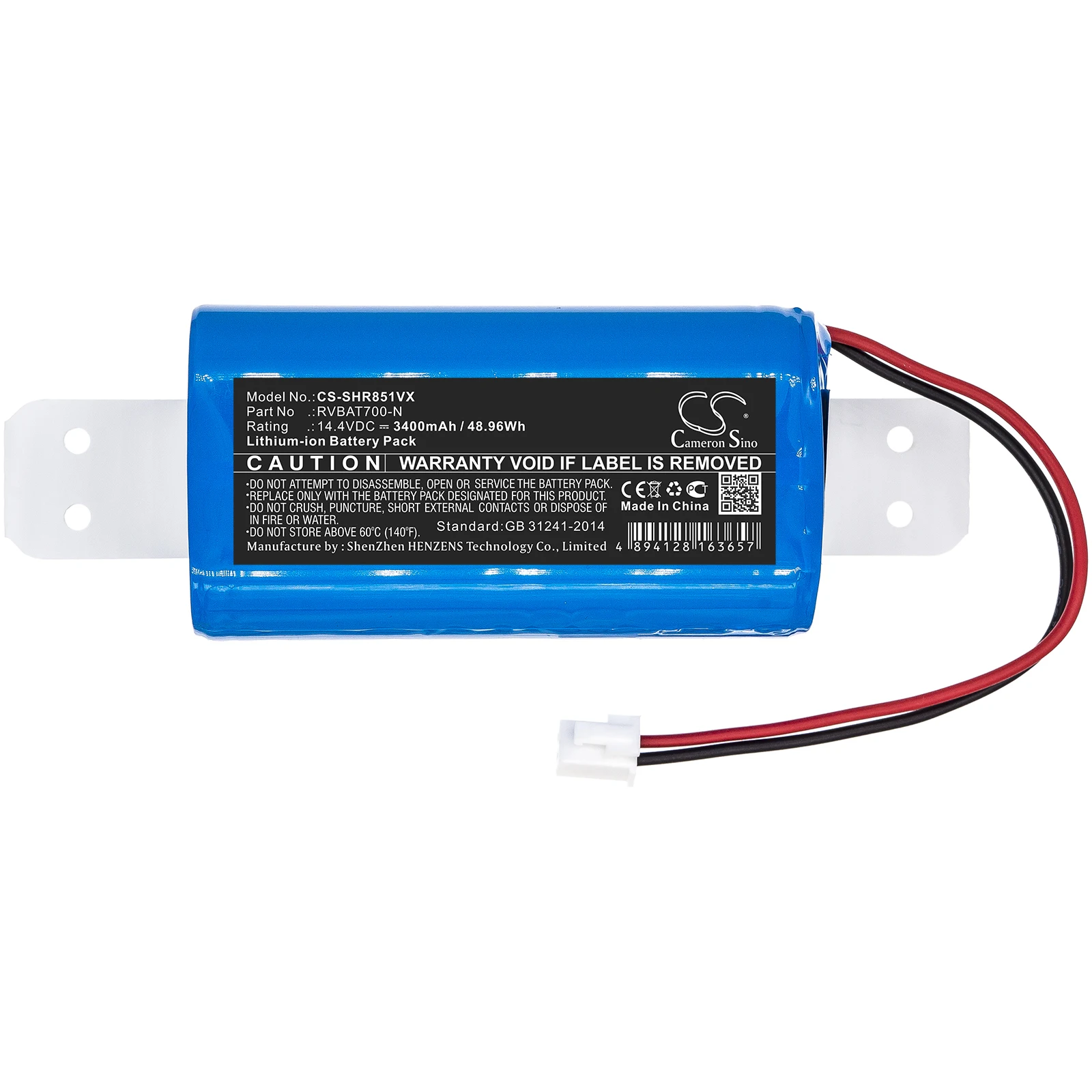 3400mAh RVBAT850 Battery for Shark RV700_N, RV720_N, RV725_N, RV761, RV850, RV850BRN, RV850C, RV850WV, RV851WV, RV871, RV871C