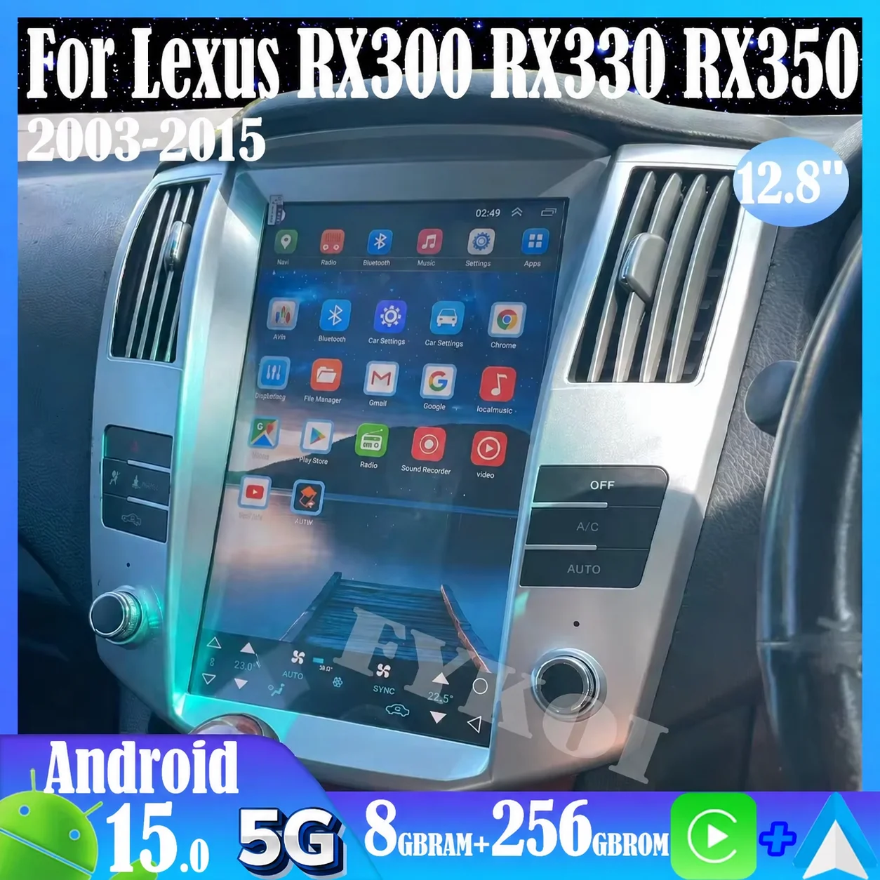 Android 15 For Lexus RX300 RX330 RX350 2003-2015 Car Radio Automotive Multimedia Tesla Style Carplay Auto Bluetooth 4G WIFI GPS