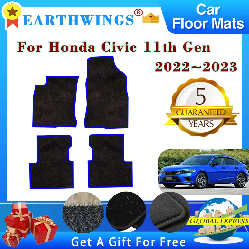 

For Honda Civic 11th Gen 2022 FE FL 2023 Car Floor Mats Rugs Panel Footpads Carpet Cover Cape Foot Pads Stickers Accessories 11