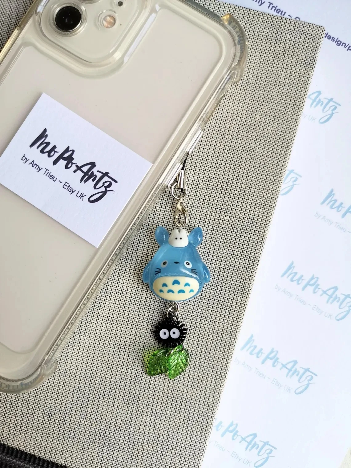Kawaii Blue Animal Phone Charm | Soot Sprite  Keychain for Mobile| Woodland Anime PhoneCharm