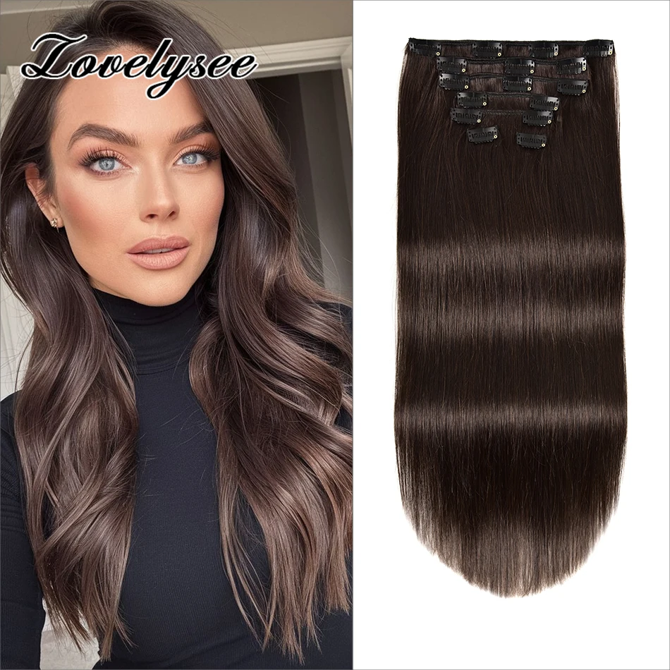 

7 шт., заколки для наращивания волос, 90 г, человеческие волосы, шелковистые прямые волосы Remy, натуральный цвет, шиньон для женщин